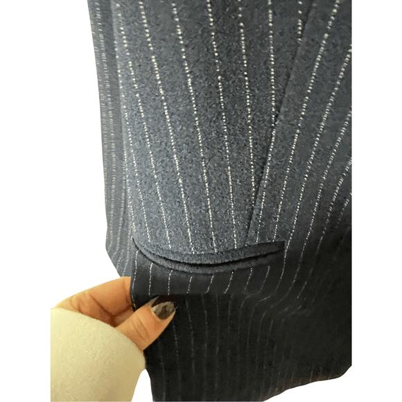 Tommy Hilfiger Women's Pinstriped Navy Open-Front Blazer Jacket 12 Office Chic - Picture 4 of 8
